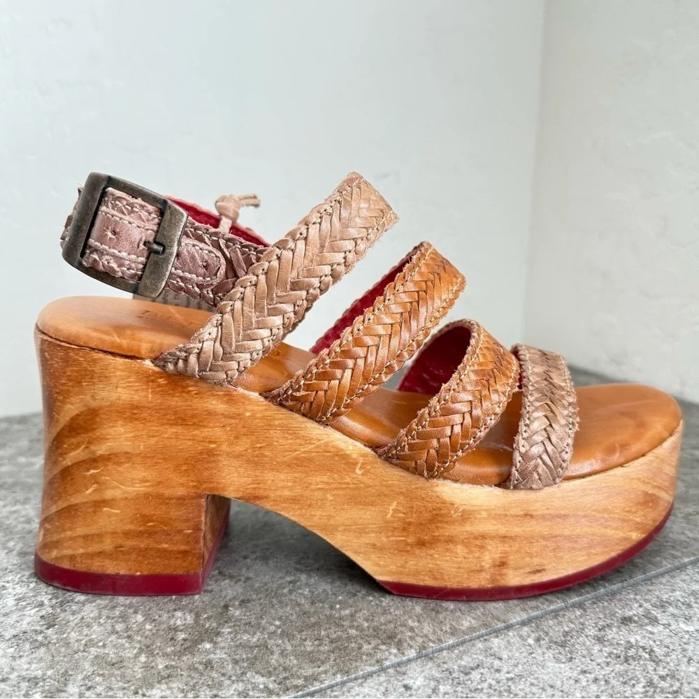 NEW Bed Stu Voicing Braided Leather Platform Sandals Size 6